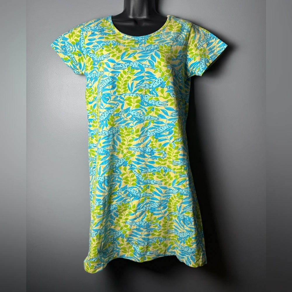 Lilly Pulitzer Vintage White Tag Ophelia Tee Shirt Dress "Sunbathers Bliss" Sz L